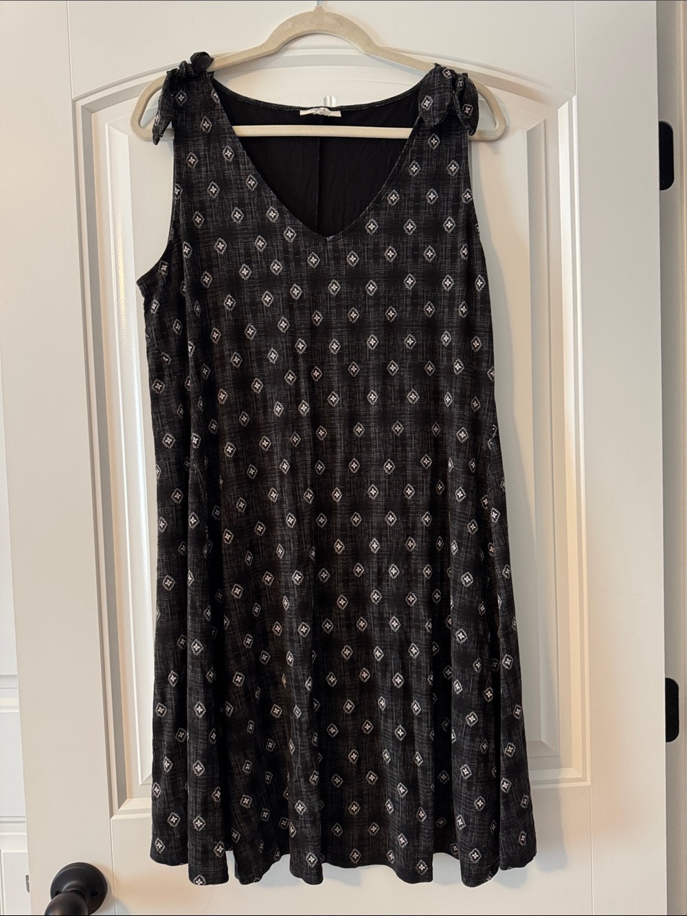 Style & Co. Black Dress with White Geometric Print